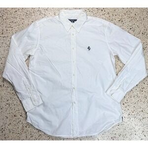 Ferrari Men's Button Down Logo Embroidered White Long Sleeve Shirt Size XXL